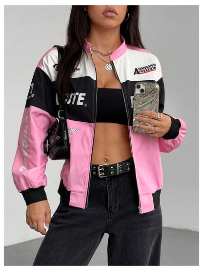 Pink Racing Bomber Jacket