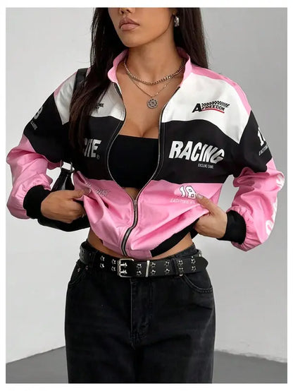 Pink Racing Bomber Jacket