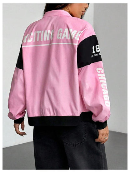 Pink Racing Bomber Jacket